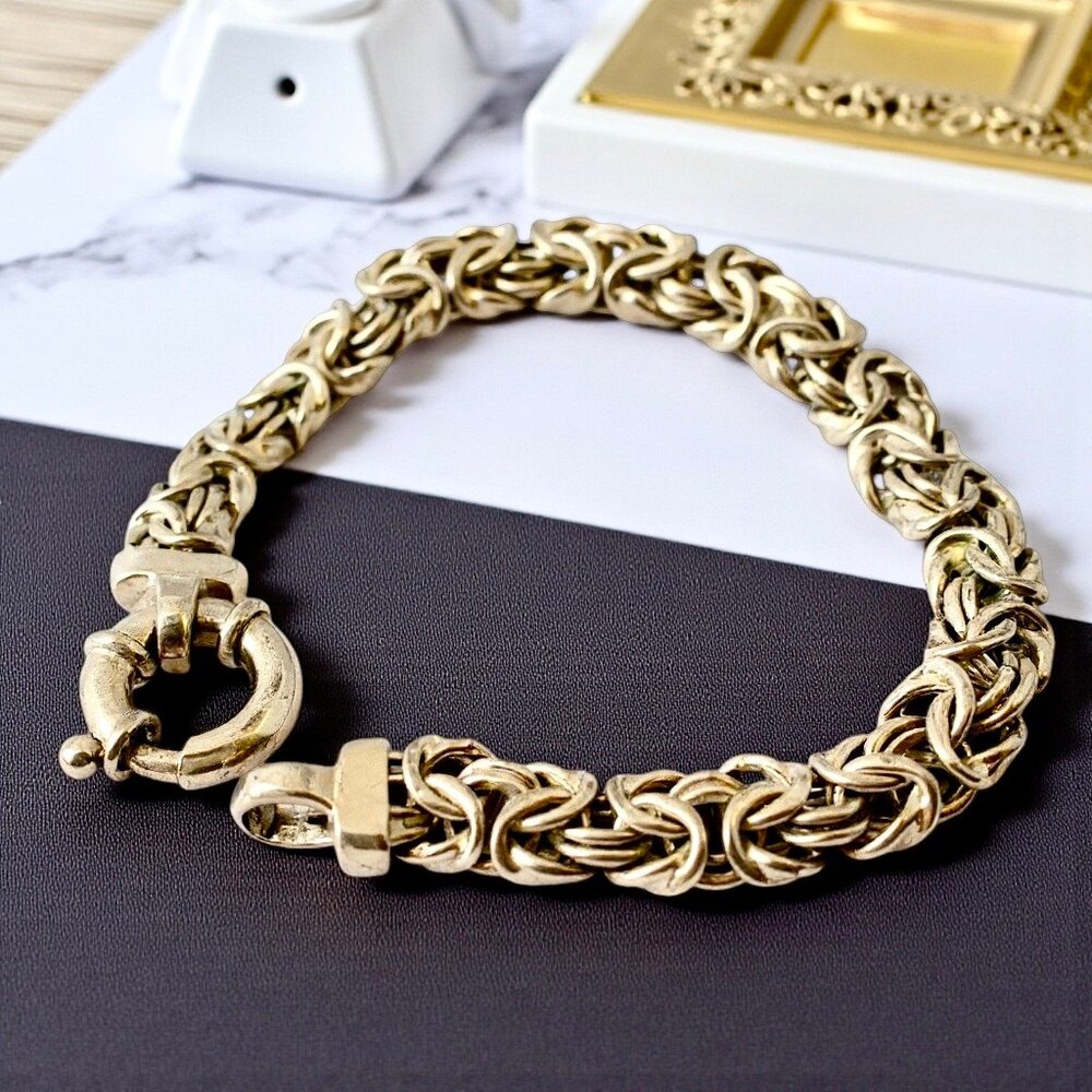 Sterling Silver Chain Bracelet Vintage Signed 16 grams Made in Italy